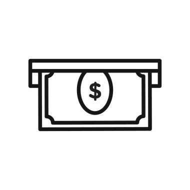 ATM simgesindeki parayı siyah çizgi sanat vektörü olarak siyah beyaz ana hat koleksiyon işaretinde geri çek