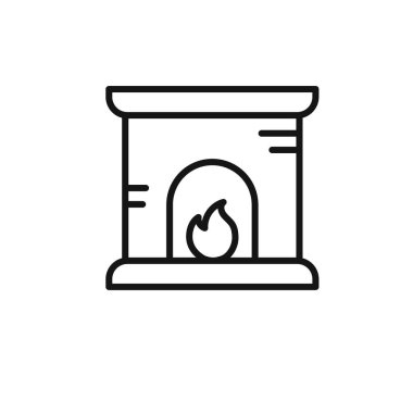 Şömine simgesi taslak koleksiyonu ya da siyah beyaz olarak ayarlandı