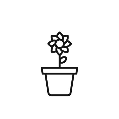 Çömlek simgesinde çiçek ana hatları koleksiyonu veya siyah beyaz olarak ayarlanır