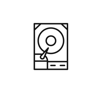 Sabit disk disk simgesi ana hatları koleksiyonu veya siyah beyaz olarak ayarlandı