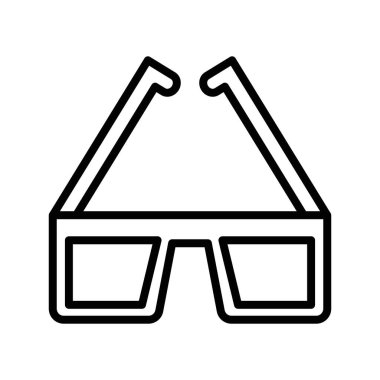 3B gözlük simgesi doğrusal logo işareti web için siyah beyaz olarak belirlendi