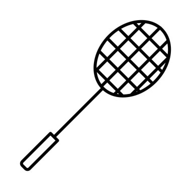 Badminton raket simgesi doğrusal logo işareti web için siyah-beyaz koleksiyonu