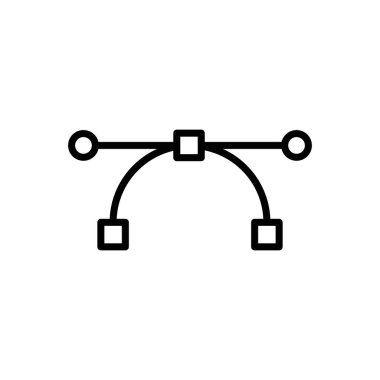 Bezier eğrisi simgesi doğrusal logo işaretleri web için siyah ve beyaz olarak belirlendi