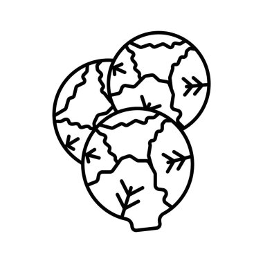 Brüksel lahana lahanası simgesi doğrusal logo işaretleri web için siyah ve beyaz olarak toplandı