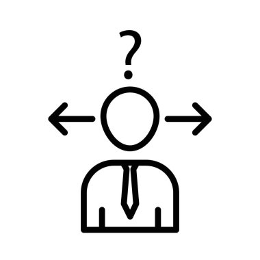 İş Kararı Karıştırma Simgesi doğrusal logo işareti web için siyah beyaz olarak belirlendi