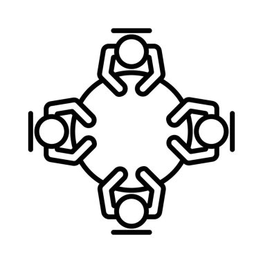 İş toplantısı simgesi doğrusal logo işareti web için siyah beyaz olarak belirlendi