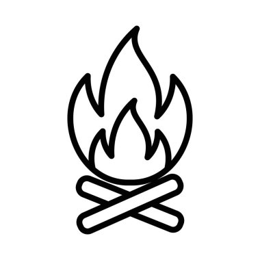 Kamp ateşi simgesi doğrusal logo işareti web için siyah beyaz olarak belirlendi