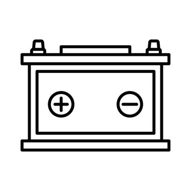 Araba Bataryası simgesi doğrusal logo işareti web için siyah beyaz olarak belirlendi