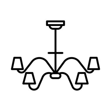 Avize simgesi doğrusal logo işareti web için siyah beyaz olarak belirlendi