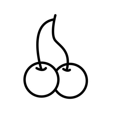 Ağ için kiraz simgesi doğrusal logo işareti koleksiyonu siyah beyaz olarak ayarlandı