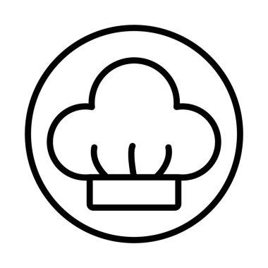 Şef şapka simgesi doğrusal logo işareti web için siyah-beyaz koleksiyonu