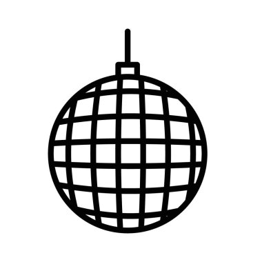 Disko topu simgesi doğrusal logo işareti web için siyah ve beyaz olarak belirlendi