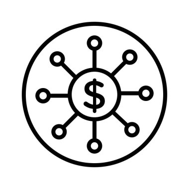 Finansal Şema simgesi doğrusal logo işareti koleksiyonu web için siyah ve beyaz olarak ayarlandı