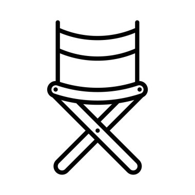 Katlanan sandalye simgesi doğrusal logo işareti web için siyah-beyaz koleksiyonu