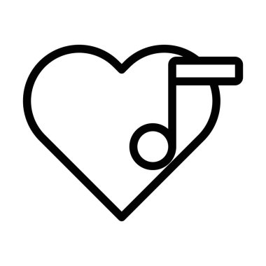 Duyulan kalp notu simgesi doğrusal logo işareti web için siyah beyaz olarak belirlendi