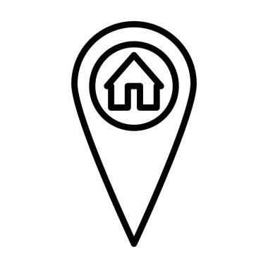 Ev Adresi simgesi doğrusal logo işareti web için siyah ve beyaz olarak belirlendi