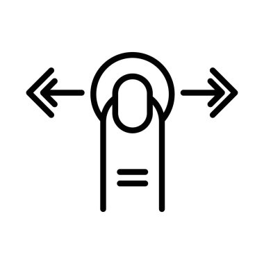 Yatay kaydırma Flick Simgesi doğrusal logo işareti web için siyah beyaz olarak ayarlandı