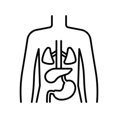 İnsan vücudu anatomisi simgesi doğrusal logo işareti web için siyah beyaz olarak belirlendi