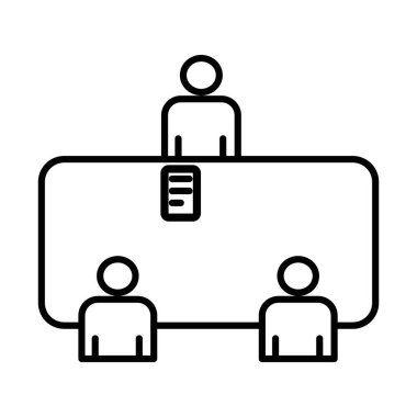 İş görüşmesi simgesi doğrusal logo işareti web için siyah ve beyaz olarak belirlendi
