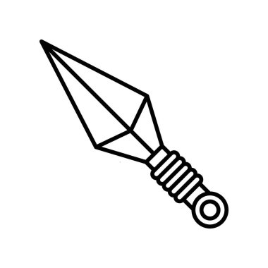 Kunai simgesi doğrusal logo işareti web için siyah beyaz olarak belirlendi