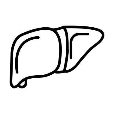 Karaciğer simgesi doğrusal logo işareti web için siyah ve beyaz olarak toplandı