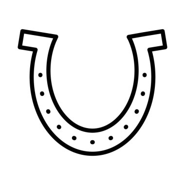 şanslı at nalı simgesi doğrusal logo işareti web için siyah beyaz olarak belirlendi