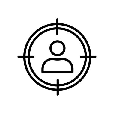 Hedef simge doğrusal logo işaretine sahip adam web için siyah ve beyaz koleksiyonu ayarladı