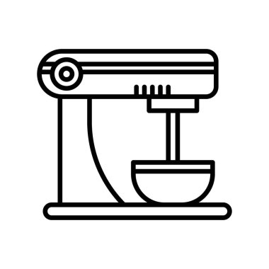 Karıştırıcı simgesi doğrusal logo işaretleri web için siyah ve beyaz olarak belirlendi