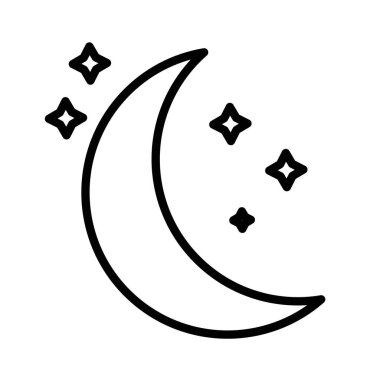 Ay ana hatları simgesi doğrusal logo işareti web için siyah ve beyaz olarak belirlendi