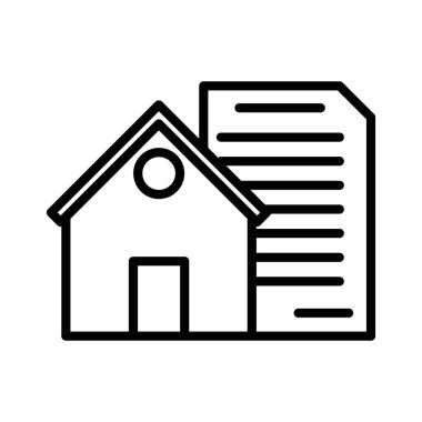 İpotek kredisi simgesi doğrusal logo işaretleri web için siyah beyaz olarak belirlendi