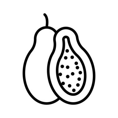 Papaya simgesi doğrusal logo işareti web için siyah beyaz olarak belirlendi