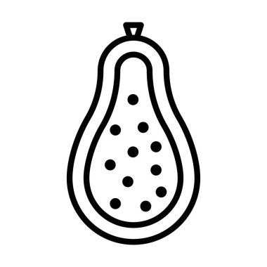 Papaya simgesi (2) lineer logo işareti web için siyah beyaz olarak belirlendi