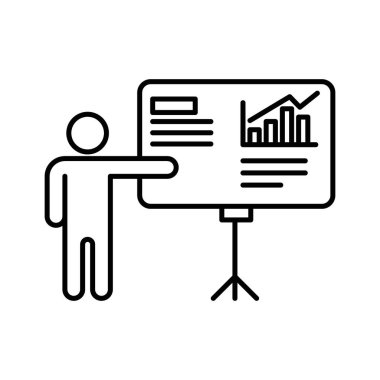 Web için siyah ve beyaz olarak sunum simgesi doğrusal logo işareti koleksiyonu