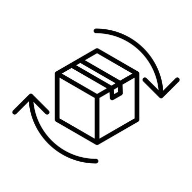 ürün geri dönüş kutusu simgesi doğrusal logo işareti web için siyah beyaz olarak belirlendi