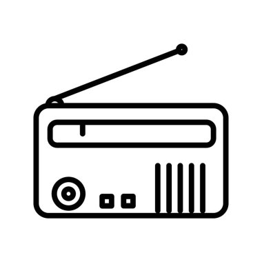 radyo simgesi doğrusal logo işaretleri web için siyah ve beyaz olarak belirlendi