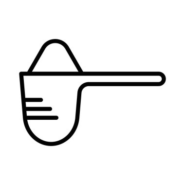 Kepçe simgesi doğrusal logo işareti web için siyah beyaz olarak belirlendi