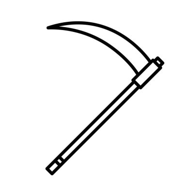 Scythe simgesi doğrusal logo işareti web için siyah ve beyaz olarak belirlendi