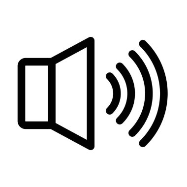 Hoparlör simgesi doğrusal logo işareti web için siyah ve beyaz olarak belirlendi