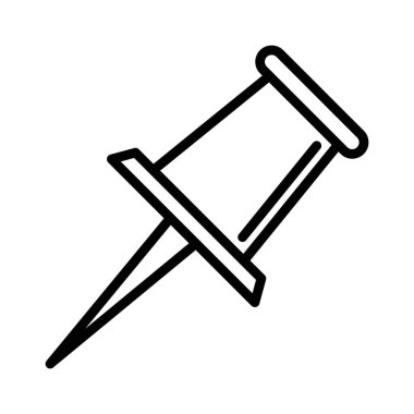 Yapışkan pin simgesi doğrusal logo işareti web için siyah beyaz olarak belirlendi