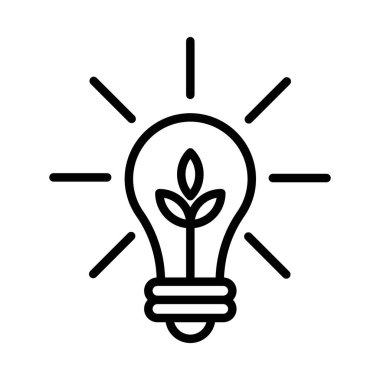 Sürdürülebilir ekolojik enerji ikonu doğrusal logo işareti web için siyah beyaz olarak belirlendi