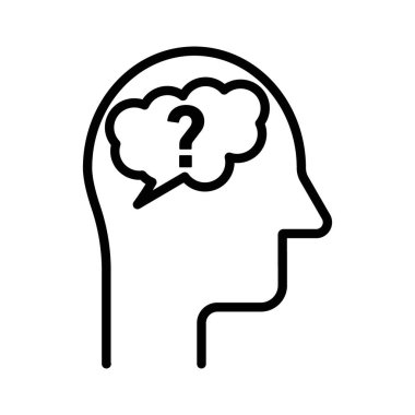 Simge doğrusal logo işaretinin düşünülerek ağ için siyah ve beyaz olarak toplanması