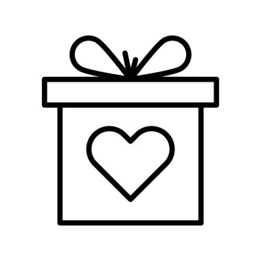 Sevgililer Günü hediye simgesi doğrusal logo işareti web için siyah ve beyaz koleksiyonu