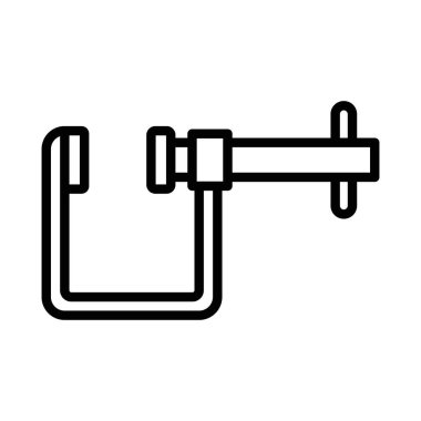 Vice klemp simgesi doğrusal logo işareti web için siyah beyaz olarak belirlendi