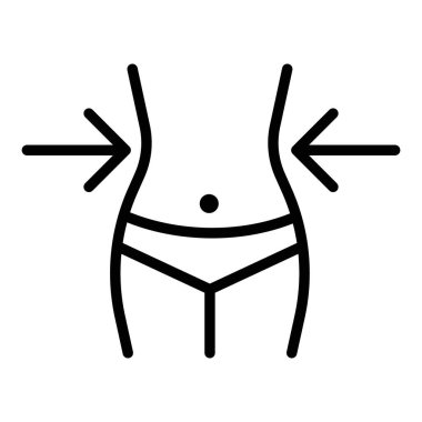 Kilo kaybı simgesi doğrusal logo işareti web için siyah ve beyaz olarak belirlendi