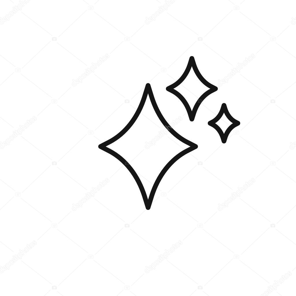 Diamond star icon outline collection or set in black and white
