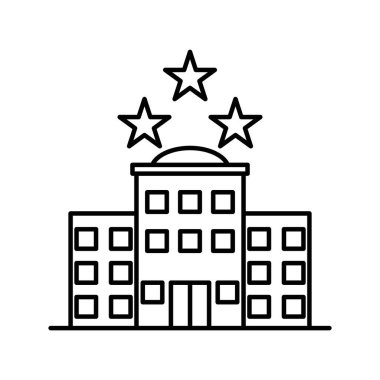 Web için siyah ve beyaz olarak 3 yıldızlı otel simgesi doğrusal logo işareti koleksiyonu