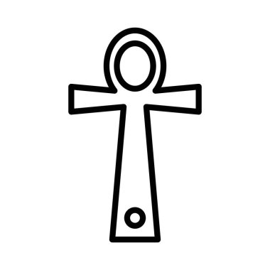 Ankh simgesi doğrusal logo işareti web için siyah beyaz olarak belirlendi
