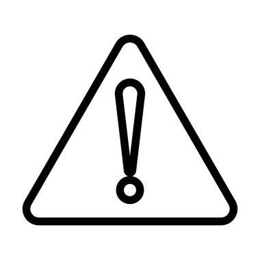 Dikkat dikkat uyarı simgesi doğrusal logo işareti web için siyah beyaz olarak belirlendi