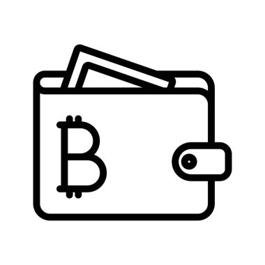 Bitcoin cüzdan simgesi doğrusal logo işareti web için siyah-beyaz koleksiyonu