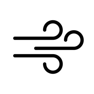 Rüzgâr simgesi doğrusal logo işaretinin üflenmesi web için siyah ve beyaz olarak belirlendi